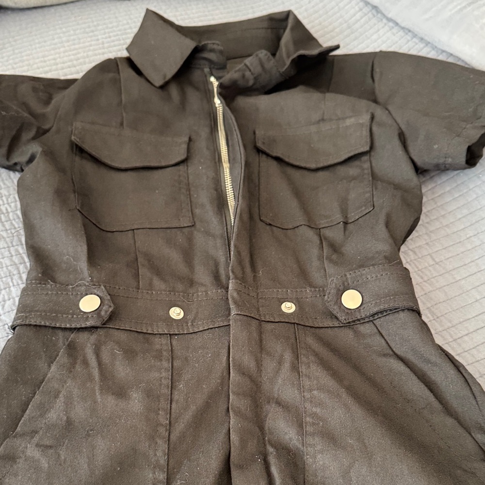 Black Women's Utility Jumpsuit - Picture 4 of 5